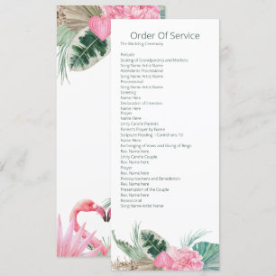 Convite Ordem de Serviço Casamento Flamingo Rosa Tropical