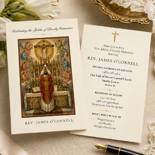 Convite Ordenação de Jubileu de Padre Católico Tradicional