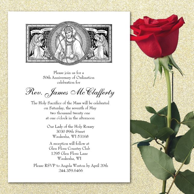 Convite Ordenação do Padre Elegante Católico Aniversário e (Criador carregado)