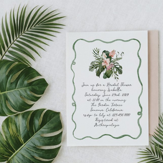 Convite Organic Modern Tropical Bridal Shower Invitation (Criador carregado)