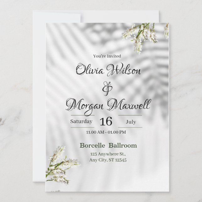 Convite Orgânico Branco e Preto (Frente)