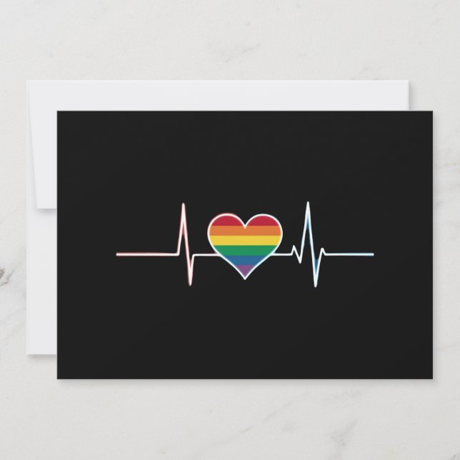 Convite Orgulho gay LGBT Heartbeat Lésbicas Gay Adoram (Frente)