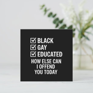 Convite Orgulho Gay Preto Divertido Suporte Direitos LGBTQ
