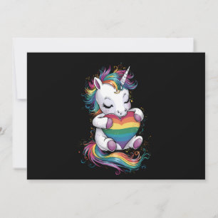 Convite Orgulho gay Unicorn Heart Rainbow Flag Lgbt