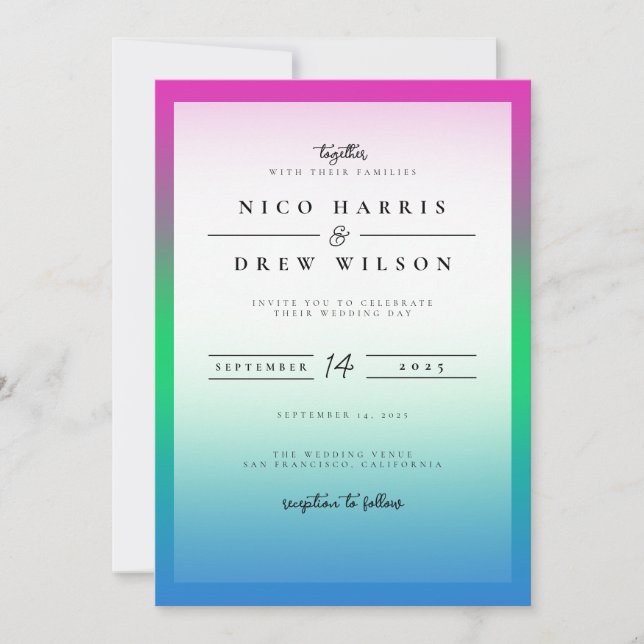 Convite Orgulho Polissexual Elegante Casamento  (Frente)