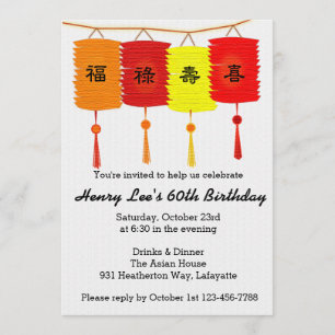 Convite Orientais Lanternas Chineses Charm B'day Party Con