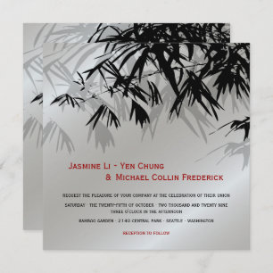 Convite Oriental Bamboo Deixa Casamento Asiático de Prata