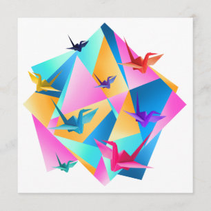 Convite Origami Caleidoscópio Adesivo