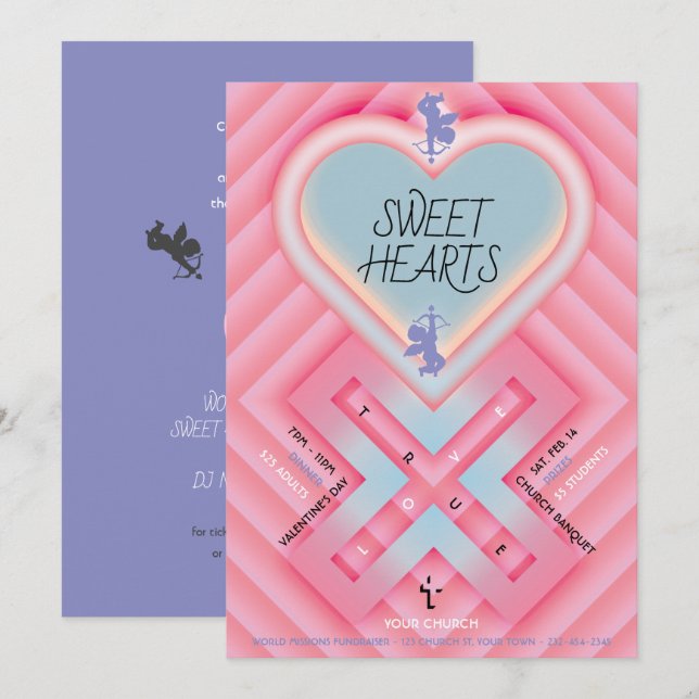 Convite Origami Heart X Sweet Hearts (Frente/Verso)