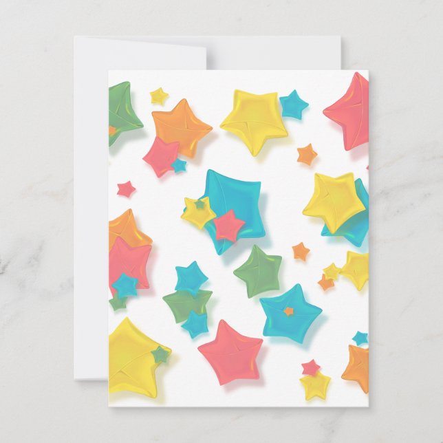 Convite Origami Rainbow Stars (Frente)