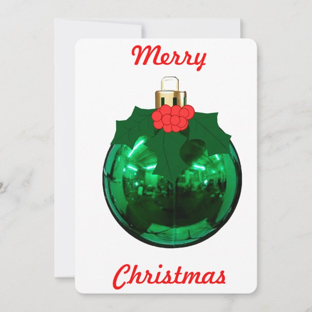 Convite Ornament e Holly Christmas Card (Frente)