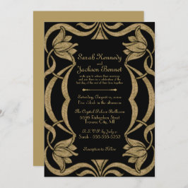 Convite Ornamentado Art Nouveau Casamento Negro e Elegante