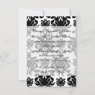 Convite ornamentado branco preto