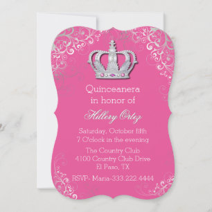 Convite ornamentado chique de Quinceanera da coroa
