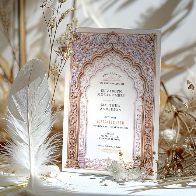 Convite Ornamentado de Casamento de Arco Dourado Barroco R (Criador carregado)