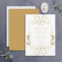 Ornamentado Dourado Floral Arte Monograma Casament