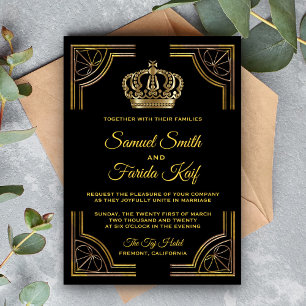 Convite ornamentado Dourado preto elegante do