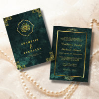 Ornamentado Dourado Quadro e Casamento Verde Muçul