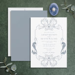 Convite Ornamentado Dusty Blue Floral Art Monograma Invita<br><div class="desc">Apresentando nosso belo ornamentado poeirento e azul, convite de casamento para a arte floral! Este convite elegante apresenta uma nod para art nouveau, com sua borda ornamentado e suas iniciais monográficas. A maneira perfeita de dar o tom para o seu grande dia, este convite é para impressionar os seus convidados....</div>