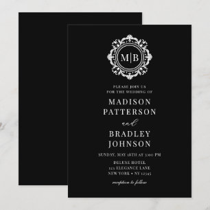 Convite Ornamentado Floral Monograma Casamento Elegante Pr