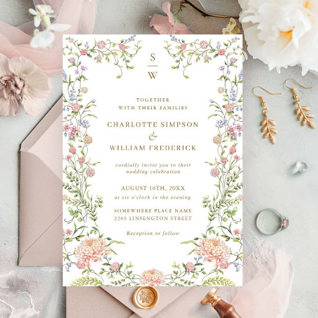 Convite Ornamentado Grace Pastel Blush Casamento Floral (Criador carregado)