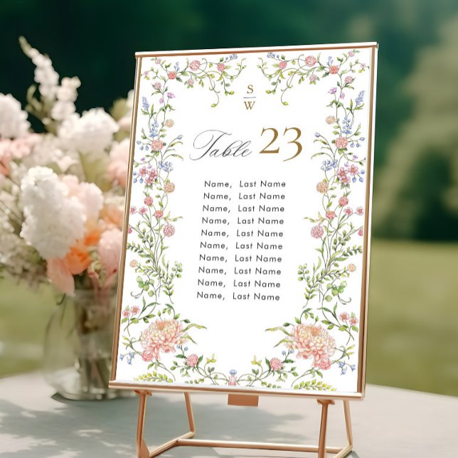 Convite Ornamentado Grace Pastel Blush Flora Seating Card (Criador carregado)