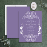 Convite Ornamentado Lavanda Linha Floral Arte Monograma Ca<br><div class="desc">Apresentando nosso belo convite de casamento para a arte floral da linhagem de ornamentado escuro! Este convite elegante apresenta uma nod para art nouveau, com sua borda ornamentado e suas iniciais monográficas. A maneira perfeita de dar o tom para o seu grande dia, este convite é para impressionar os seus...</div>