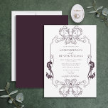 Convite Ornamentado Púrpura Floral Arte Monograma Casament<br><div class="desc">Apresentando nosso belo convite de casamento de ornamentado ameixa roxa de linhagem floral de arte de monograma! Este convite elegante apresenta uma nod para art nouveau, com sua borda ornamentado e suas iniciais monográficas. A maneira perfeita de dar o tom para o seu grande dia, este convite é para impressionar...</div>