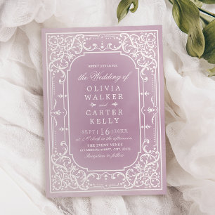 Convite Ornamentado romântico Mauve elegante