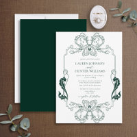 Ornamentado Verde Linha Floral Arte Monograma Casa