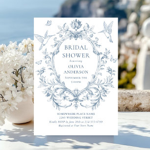 Convite Ornamentado Vitoriano Grace Dusty Chá de panela Az