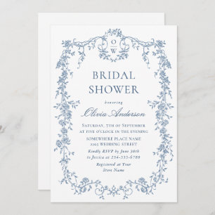 Convite Ornamentado Vitoriano Grace Dusty Chá de panela Az