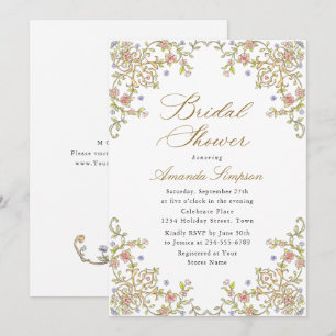 Convite Ornamentado Vitoriano Grace Floral Chá de panela