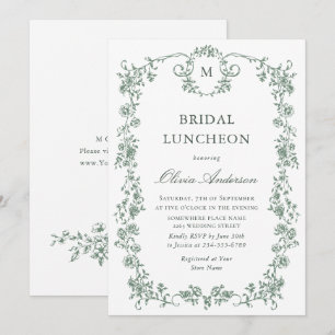 Convite Ornamentado vitoriano Grace Sage Green BRIDAL LUNC