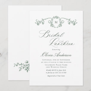 Convite Ornamentado vitoriano Grace Sage Green BRIDAL LUNC