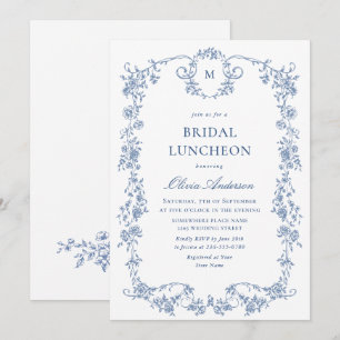 Convite Ornamentado vitorioso Grace Dusty Blue BRIDAL LUNC