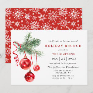Convite Ornamento de Aquarela NATAL HOLIDAY BRUNCH