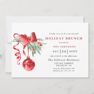 Convite Ornamento de Aquarela NATAL HOLIDAY BRUNCH