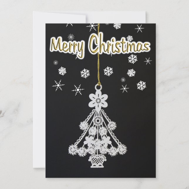 Convite Ornamento de árvores e flocos de neve (Frente)