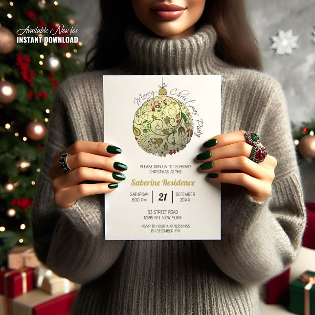 Convite Ornamento Dourado de Portas de Natal Moderno Elega (Criador carregado)