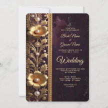 Ornamento Floral Dourado com Pérolas Casamento