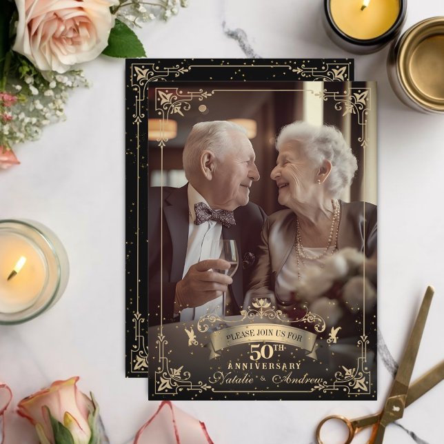 Convite Ornamento Vitoriano Elegante Foto de Aniversário d (Criador carregado)