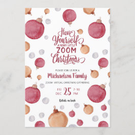Convite Ornamentos de Aquarelas de Natal Virtual Modernos