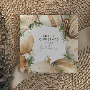 Convite Ornamentos de Árvore de Natal Dourado e creme