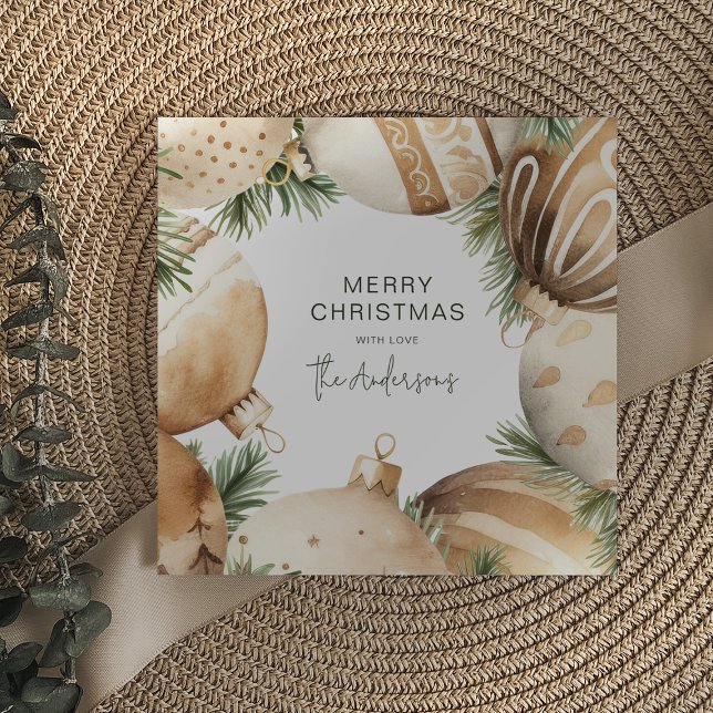 Convite Ornamentos de Árvore de Natal Dourado e creme (Criador carregado)