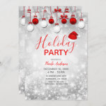 Convite Ornamentos Sparkle Red Winter Party<br><div class="desc">Personalizar com qualquer texto</div>