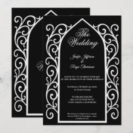 Convite Ornate border black Gothic wedding Invitation