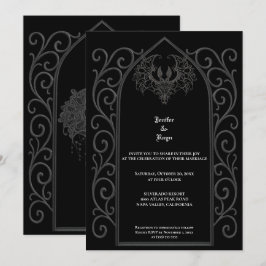Convite Ornate border Gothic wedding Invitation