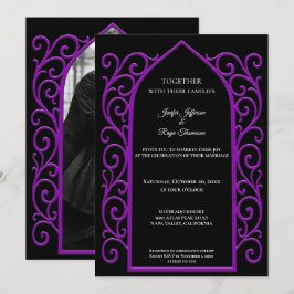Convite Ornate border Photo Gothic wedding Invitation