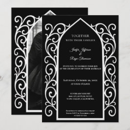 Convite Ornate border Photo Gothic wedding Invitation